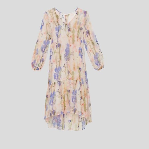 NWT Club Monaco Floral Tiered Dress in Pink Mix Size M - Picture 1 of 11